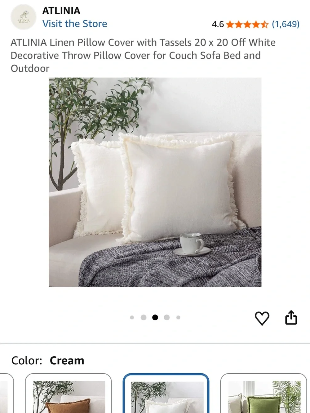 Atlinea Brown  and white Fringe Linen Throw Pillow Cover